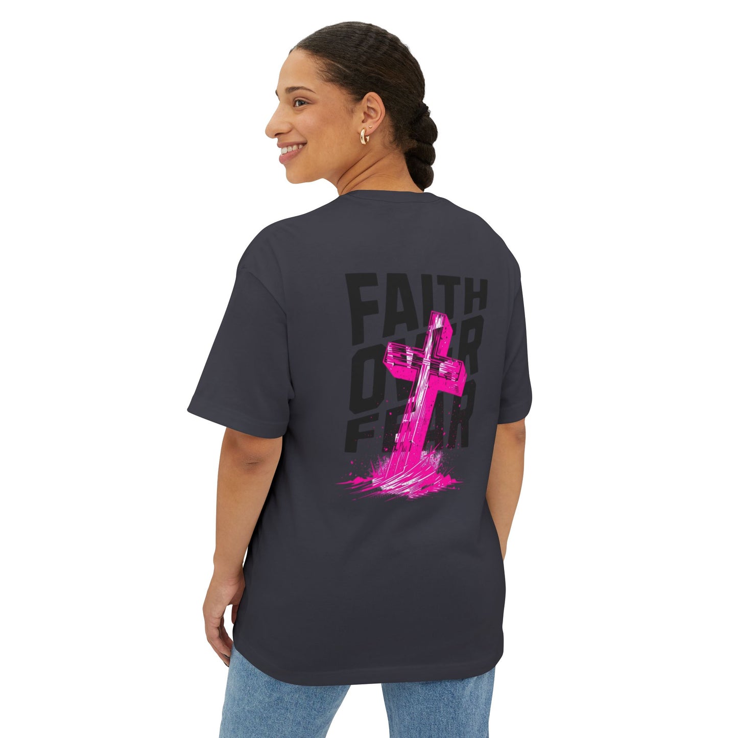 Faith Over Fear Unisex Oversized Boxy Tee