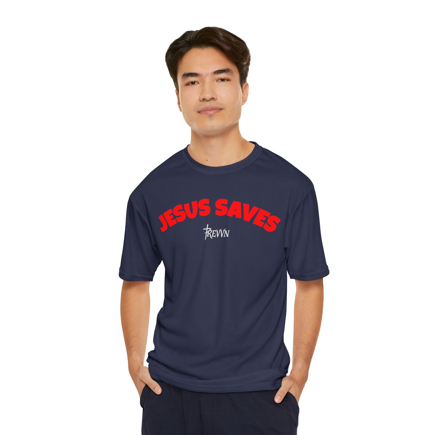 Men's Faith-Inspired Performance T-Shirt - Jesus Saves