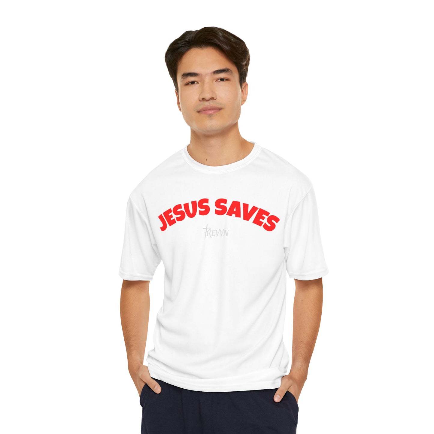 Men's Faith-Inspired Performance T-Shirt - Jesus Saves