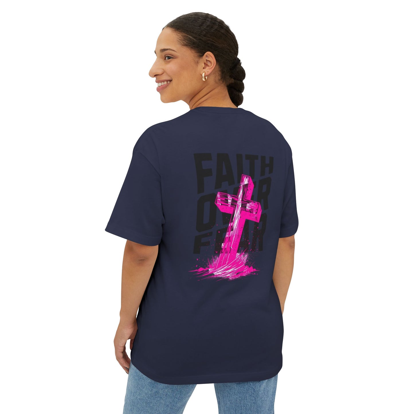 Faith Over Fear Unisex Oversized Boxy Tee