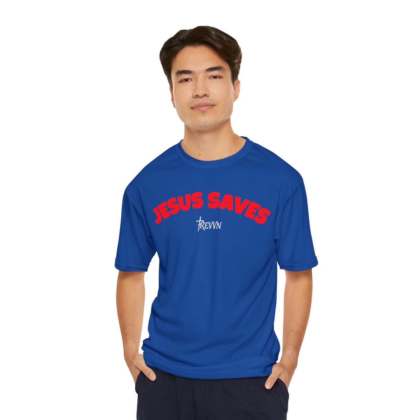 Men's Faith-Inspired Performance T-Shirt - Jesus Saves