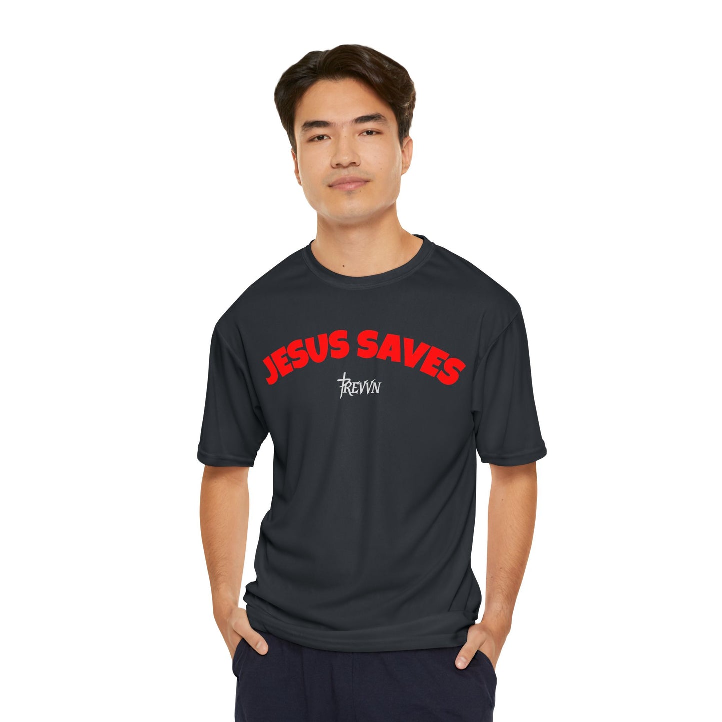 Men's Faith-Inspired Performance T-Shirt - Jesus Saves