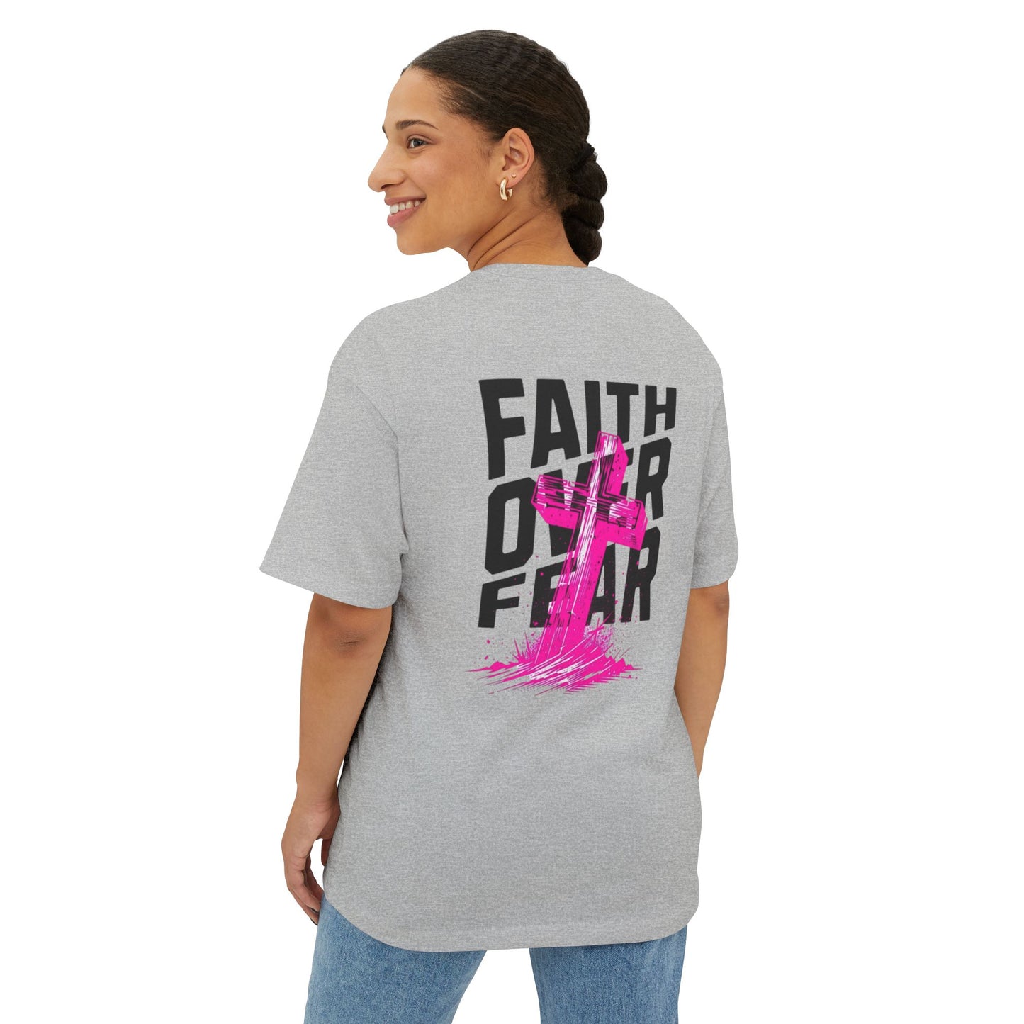 Faith Over Fear Unisex Oversized Boxy Tee