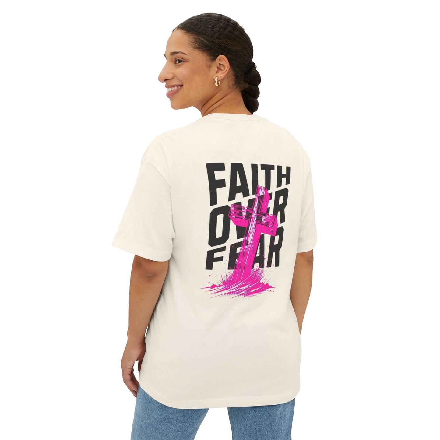 Faith Over Fear Unisex Oversized Boxy Tee