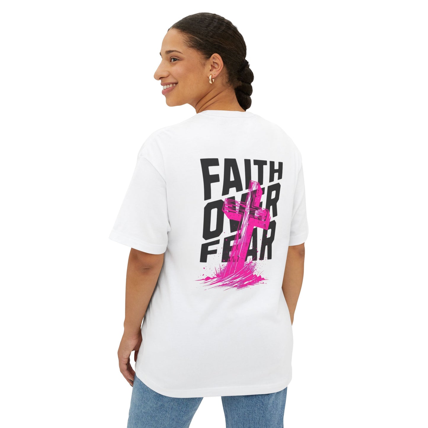 Faith Over Fear Unisex Oversized Boxy Tee