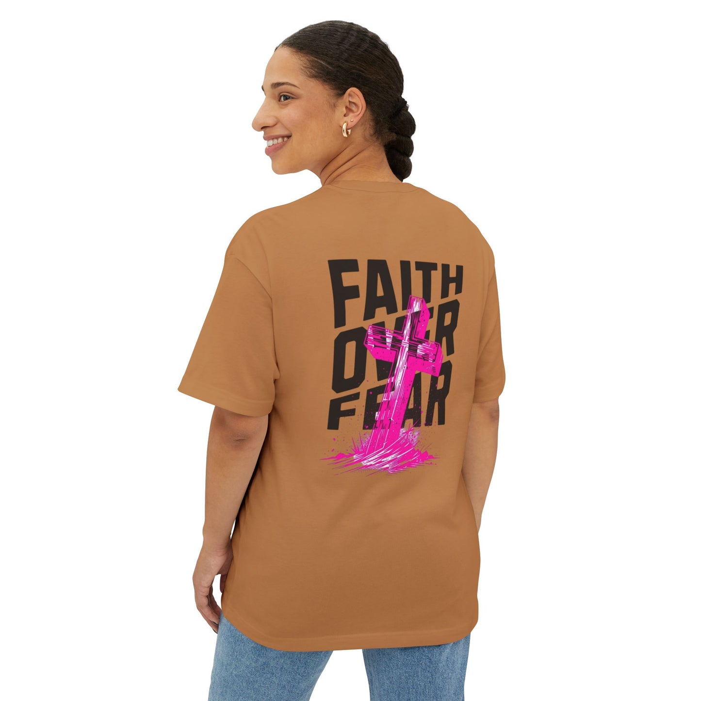 Faith Over Fear Unisex Oversized Boxy Tee
